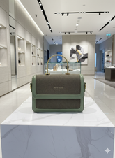 FASHION STRUCTURED TOP-HANDLE BAG WITH OLIVE LEATHER TRIM AND WOVEN FABRIC IMPORTED LADIES SLING BAG